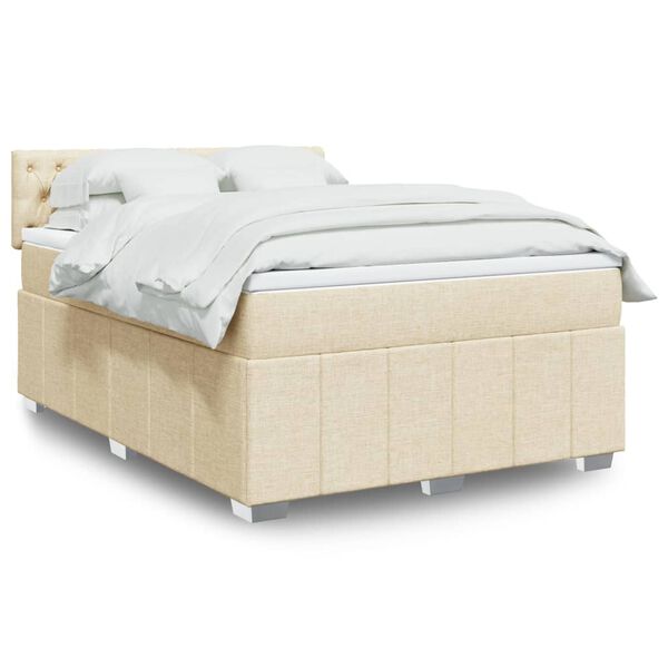 vidaXL Boxspring met matras stof cr&egrave;mekleurig 160x200 cm
