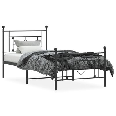 vidaXL Bedframe met hoofd- en voeteneinde metaal zwart 100x200 cm