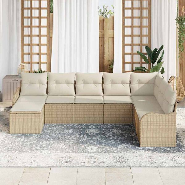 vidaXL Tuin Sofa Set 8 pcs Beige poly rattan