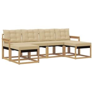 vidaXL Buiten bankenset 6 st 6-zits Wit en Beige