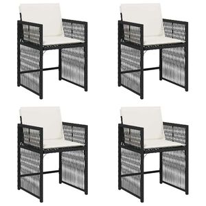 vidaXL Tuinstoelen 4 st met kussens poly rattan zwart