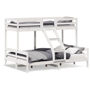 vidaXL Stapelbed massief grenenhout wit 80x200/140x200 cm