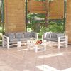 vidaXL 6-delige Loungeset met kussens pallet grenenhout