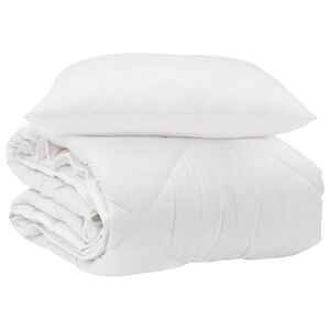 vidaXL Het Duvet voor Elk Seizoen met kussen 2 pcs Wit Microvezel