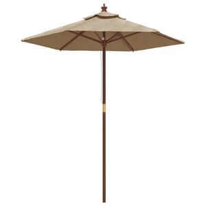 vidaXL Parasol met houten paal 196x231 cm taupe