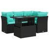 vidaXL 5-delige Loungeset met kussens poly rattan acacia zwart