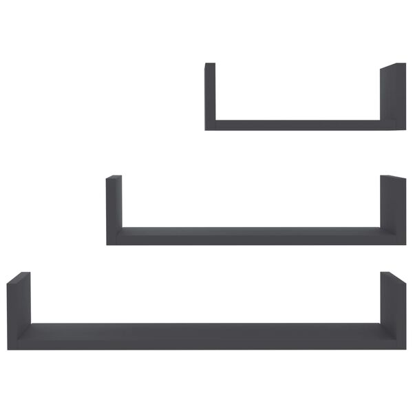 vidaXL Wandschappen 3 st bewerkt hout grijs