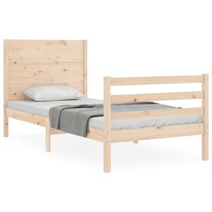 vidaXL Bedframe met hoofdbord massief hout