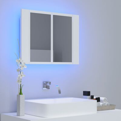 vidaXL Badkamerkast met spiegel en LED 60x12x45 cm acryl wit