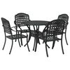 vidaXL Tuin eettafelset 5 pcs Zwart Aluminium