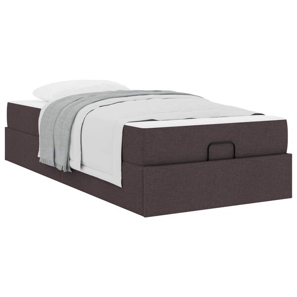 vidaXL Bedframe met matras met matras 2 pcs Tan Stof