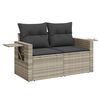 vidaXL 3-delige Loungeset met kussens poly rattan lichtgrijs