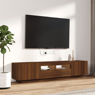 vidaXL 2-delige Tv-meubelset met LED bewerkt hout bruineiken