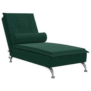 vidaXL Massage chaise longue met bolster fluweel donkergroen