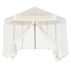 vidaXL Partytent pop-up zeshoekig met 6 zijwanden 3,6x3,1 m cr&egrave;mewit