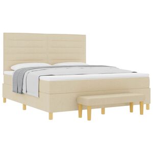 vidaXL Boxspring bed met matras met hoofdeinde Cr&egrave;me 180 x 200 cm Stof