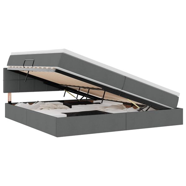 vidaXL Opbergbed met LED met matras Donkergrijs 200 x 200 cm Polyester