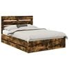 vidaXL Bedframe met lade Gerookt eiken 140 x 200 cm Ingenieurshout