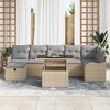 vidaXL Tuin Sofa Set met kussen met opslag 8 pcs Beige Poly riet