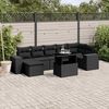 vidaXL 8-delige Loungeset met kussens poly rattan zwart