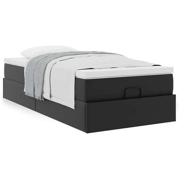 vidaXL Ottoman bed met matras 90x190 cm kunstleer zwart
