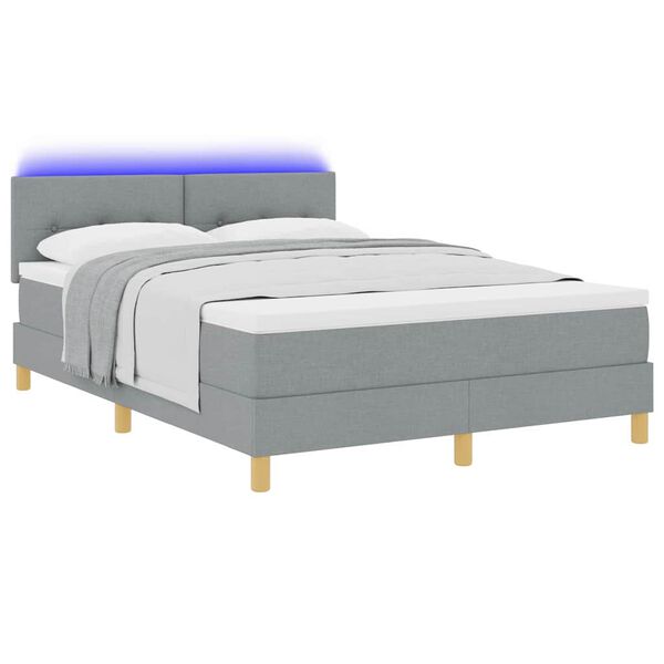 vidaXL Boxspring bed met matras Lichtgrijs 140 x 200 cm Stof