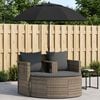vidaXL Tuinbank 2-zits met kussens en parasol poly rattan grijs