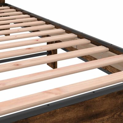 vidaXL Bedframe bewerkt hout metaal gerookt eikenkleurig 180x200 cm