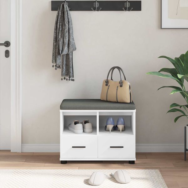 vidaXL Halbank Wit 60 x 38 x 46 cm Spaanplaat en Bekledingsstof