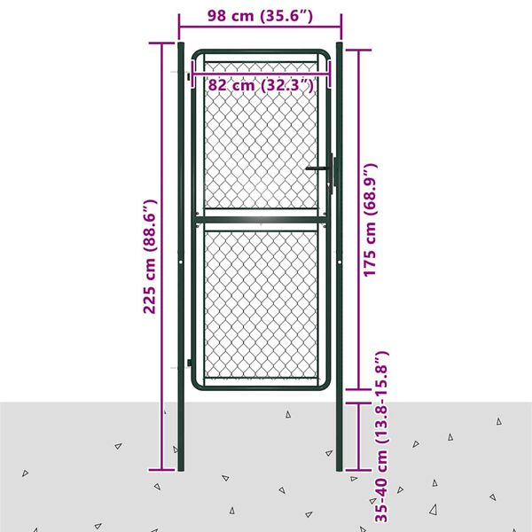 vidaXL Tuinpoort staal 100x175 cm groen
