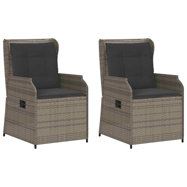 vidaXL Tuinbank 2 pcs Grijs poly rattan
