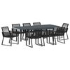 vidaXL Tuin eettafelset 9 st Zwart poly rattan
