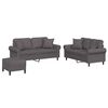 vidaXL 3-delige Loungeset met kussens kunstleer grijs