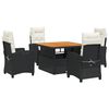 vidaXL 5-delige Tuinset met kussens poly rattan zwart