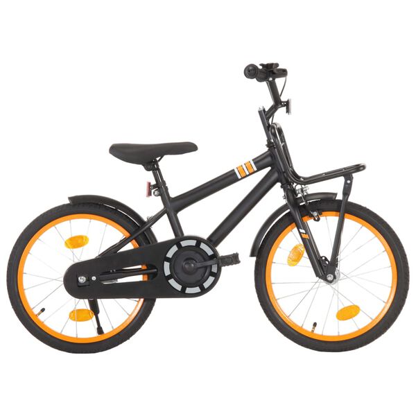 vidaXL Kinderfiets met voordrager 18 inch zwart en oranje