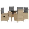 vidaXL Buiten eettafelset 5 pcs Beige en Licht Grijs 90 x 90 x 75 cm