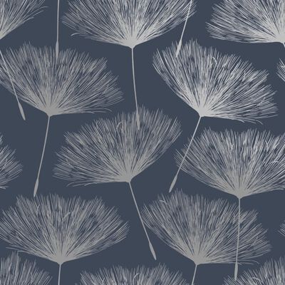 DUTCH WALLCOVERINGS Behang Fleur marineblauw en grijs