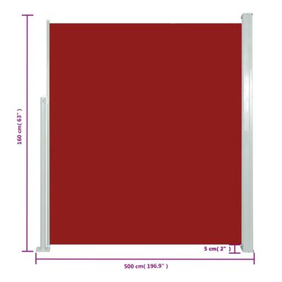 vidaXL Windscherm uittrekbaar 160x500 cm rood