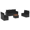 vidaXL 8-delige Loungeset met kussens poly rattan zwart