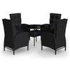 vidaXL 5-delige Tuinset poly rattan zwart