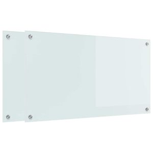 vidaXL Keuken Achterwand 2 pcs Wit 90 x 50 cm gehard glas