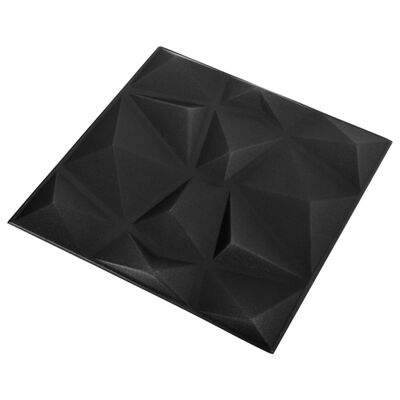 vidaXL 24 st Wandpanelen 3D diamant 6 m² 50x50 cm zwart
