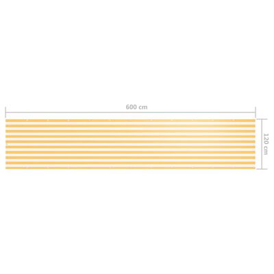 vidaXL Balkonscherm 120x600 cm oxford stof wit en geel