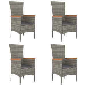 vidaXL Tuinstoelen 4 st met kussens poly rattan grijs