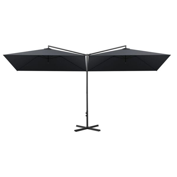 vidaXL Parasol dubbel met stalen paal 600x300 cm antracietkleurig