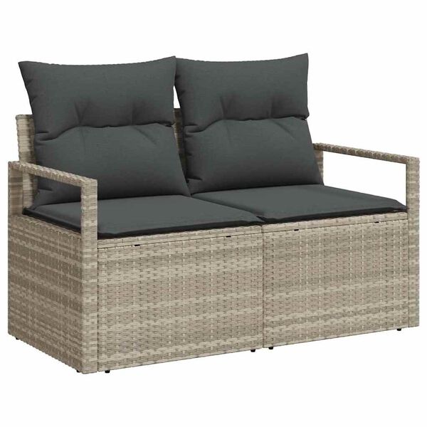 vidaXL Tuin Sofa Set met kussen 11 pcs Lichtgrijs poly rattan