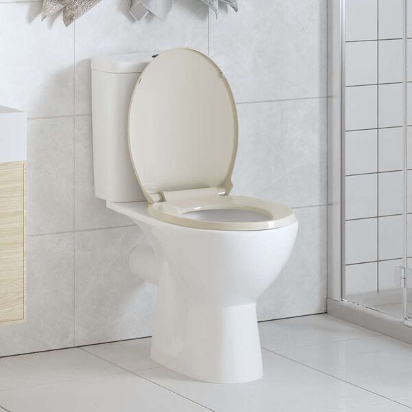 vidaXL Toiletbril soft-close ovaal abrikooskleurig