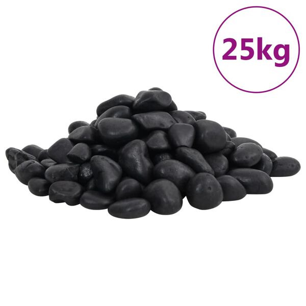 vidaXL Kiezelstenen gepolijst 2-5 cm 25 kg zwart
