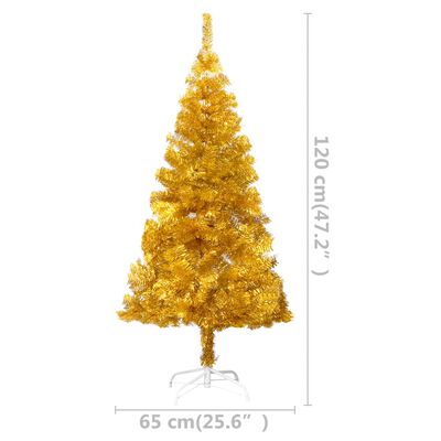 vidaXL Kunstkerstboom met verlichting standaard 120 cm PET goudkleurig