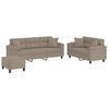 vidaXL 3-delige Loungeset met kussens microvezelstof taupe